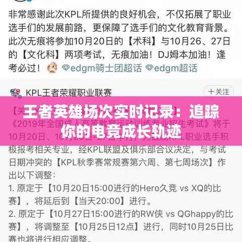 王者英雄场次实时记录:追踪你的电竞成长轨迹