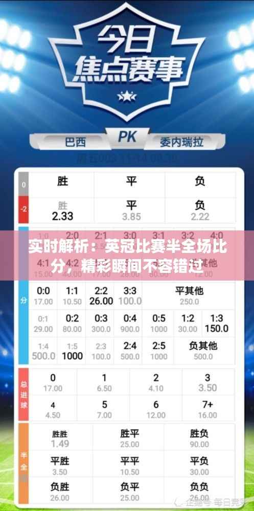 实时解析:英冠比赛半全场比分,精彩瞬间不容错过