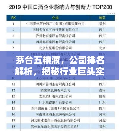 茅台五粮液,公司排名解析,揭秘行业巨头实力!